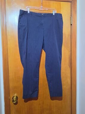 Talbots Navy Blue Relaxed Chino Pants Plus Size 16W Classic Casual Trousers